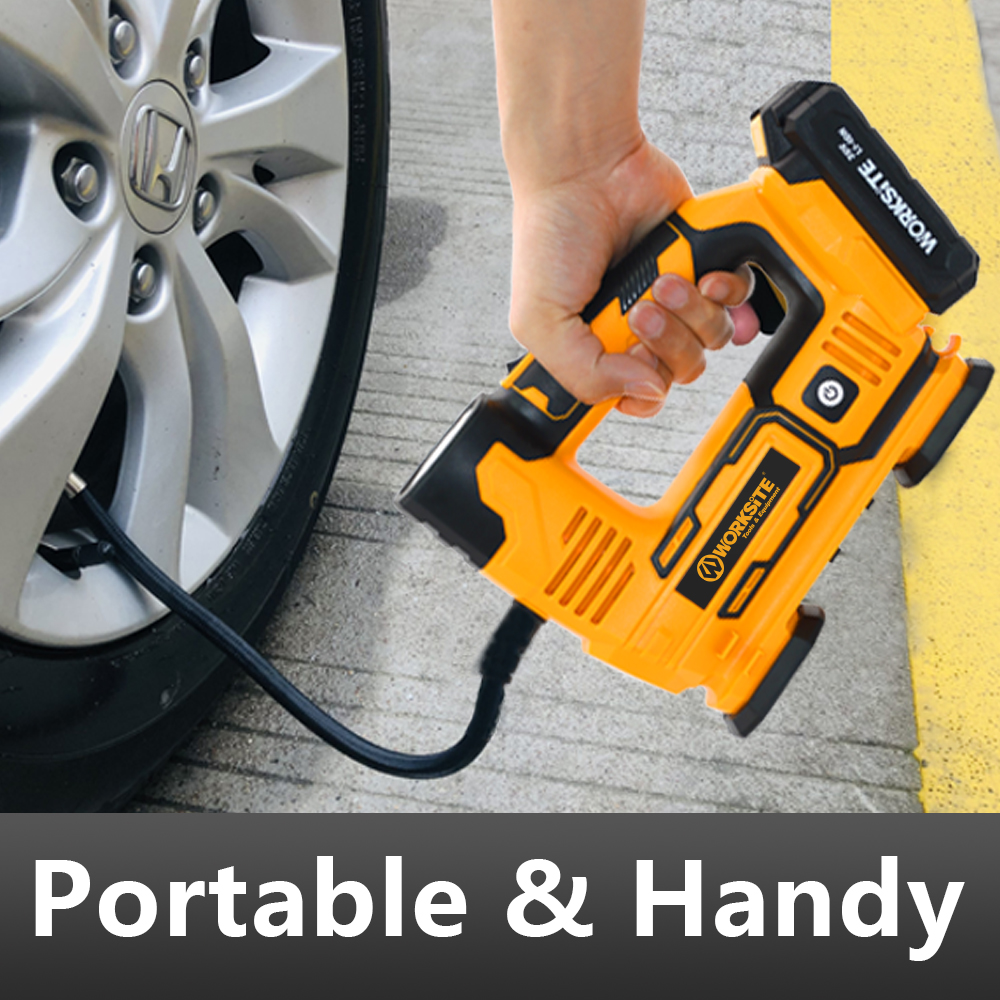 WORKSITE Tire Inflator Portable Air Compressor 20V Battery Power Pump