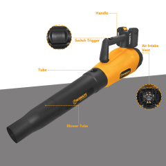 WORKSITE 20V Cordless Blower Vacuum 20000RPM High Speed Fan Dust Snow Garden Air Cleaner Handheld Leaf Blower