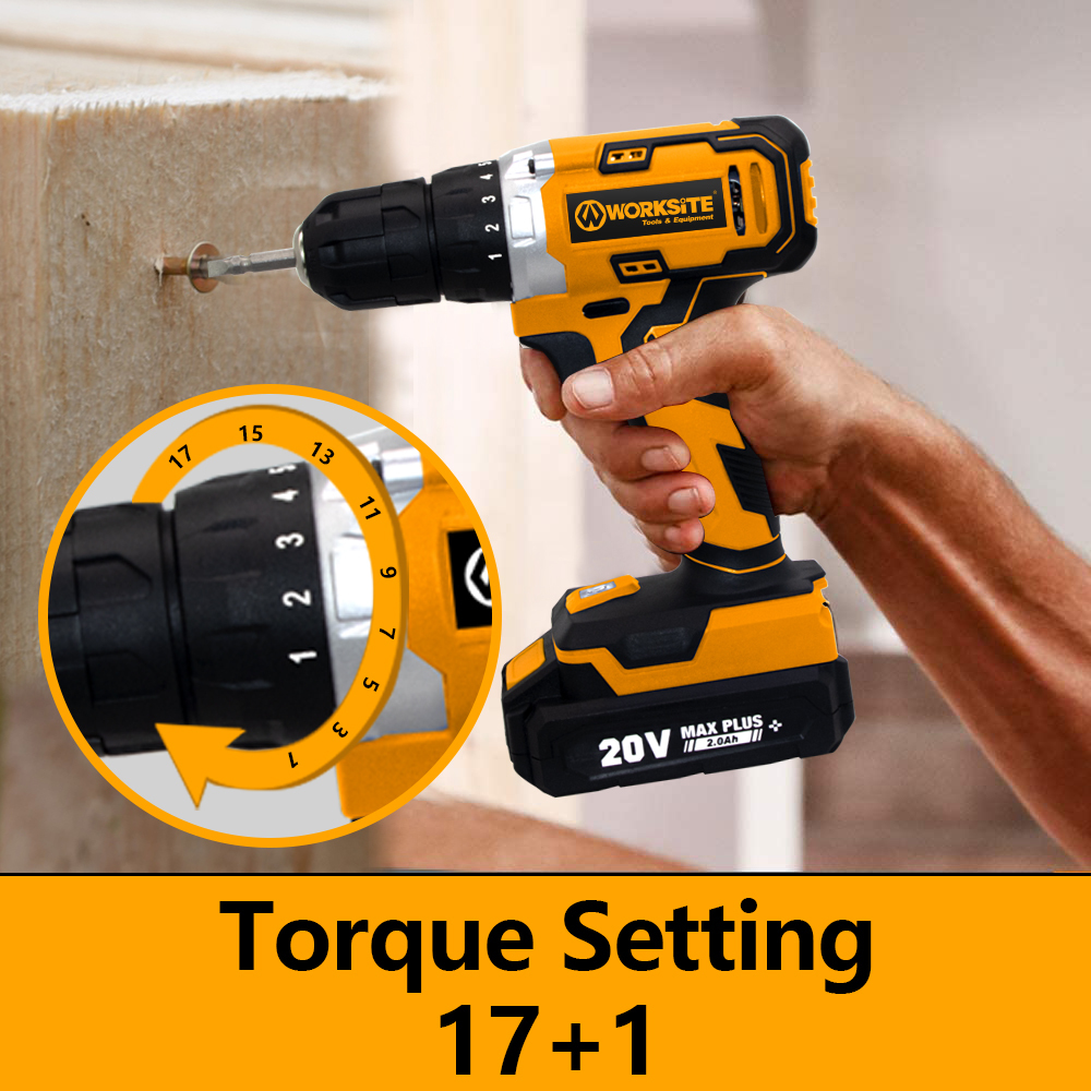 WORKSITE 20V Cordless Drill Screw Driver Wood Mini Hand Lithium-ion Battery Power Tools Factory Cordless Drill