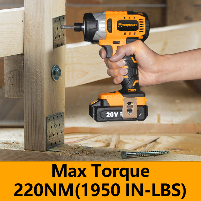 WORKSITE 20V Brushless Cordless Impact Driver 1/4" 3 Speed Battery Power Handheld Impact Screw Drivers Tools