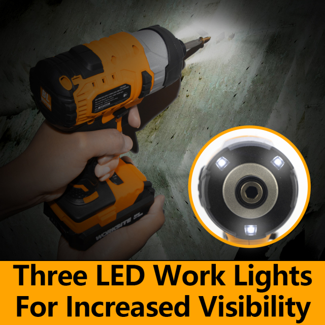 WORKSITE 20V Brushless Cordless Impact Driver 1/4" 3 Speed Battery Power Handheld Impact Screw Drivers Tools