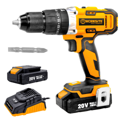 WORKSITE Cordless Power Drill 1/2 icnh 20V Battery Handheld Wireless Portable Variable Speed Screw Driver Hammer Drills