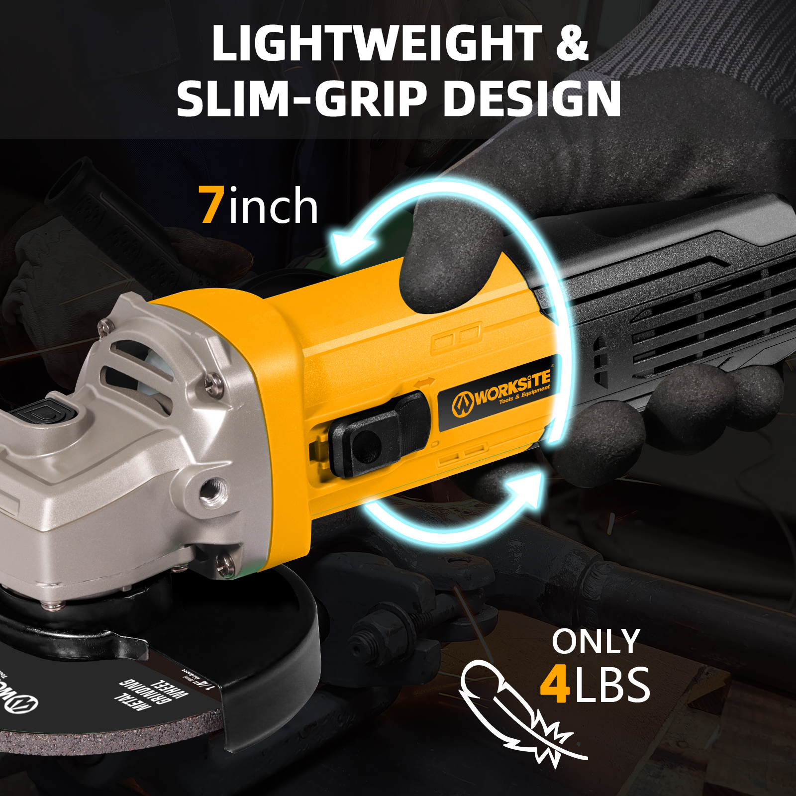 WORKSITE Mini Angle Grinders 4-1/2" Cutting Disc 750w 11500/min Variable Speed Portable Professional Metal Grinding Corded Angle Grinders Tools