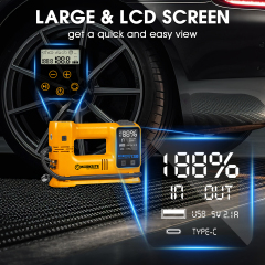 WORKSITE Jump Starter with Air Compressor,1200A Car Battery Booster Pack ,150PSI Tire Inflator,Portable Power Bank Charger,Emergency LED Lights