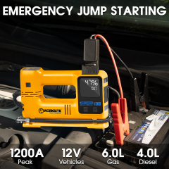 WORKSITE Jump Starter with Air Compressor,1200A Car Battery Booster Pack ,150PSI Tire Inflator,Portable Power Bank Charger,Emergency LED Lights
