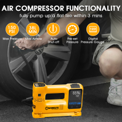 WORKSITE Jump Starter with Air Compressor,1200A Car Battery Booster Pack ,150PSI Tire Inflator,Portable Power Bank Charger,Emergency LED Lights