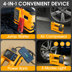 WORKSITE Jump Starter with Air Compressor,1200A Car Battery Booster Pack ,150PSI Tire Inflator,Portable Power Bank Charger,Emergency LED Lights