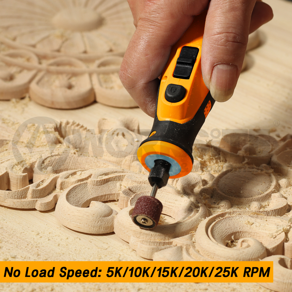 WORKSITE 8V Cordless Rotary Tool Mini Grinder Cutter Diamond Jewelry Wood Variable Speed Rotary Cutting Polishing Tools