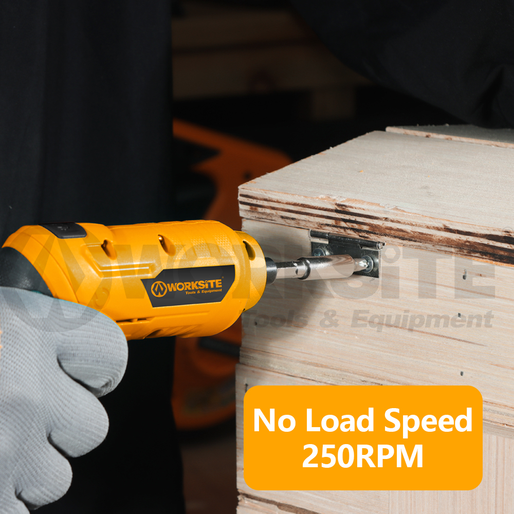 WORKSITE 4V Cordless Screwdriver 1/4" Chuck Mini Small Battery Rechargeable Power Screwdrivers with Pivoting Handle