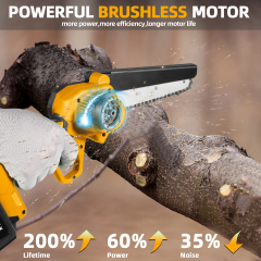 WORKSITE Brushless Mini Chainsaw Cordless 6-inch,Handheld Small Electric Power with 3.0AH Battery and Fast Charger