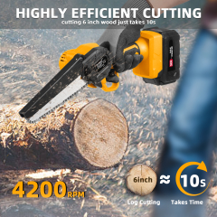 WORKSITE Brushless Mini Chainsaw Cordless 6-inch,Handheld Small Electric Power with 3.0AH Battery and Fast Charger