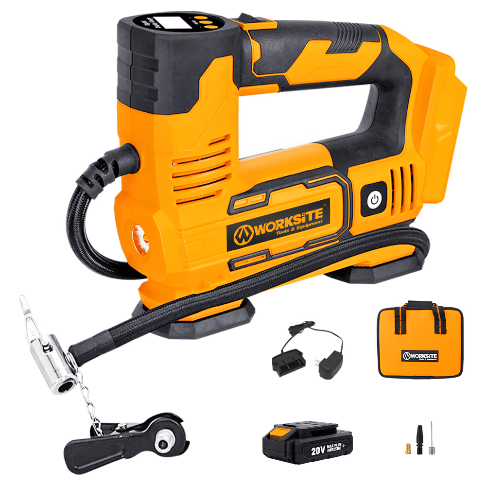 WORKSITE Tire Inflator Portable Air Compressor 20V Battery Power Pump