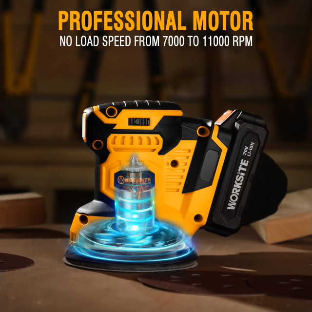 WORKSITE 20V Cordless Random Orbital Mini Sander 5inch Wood Brush Floor Drywall Sanding Machine