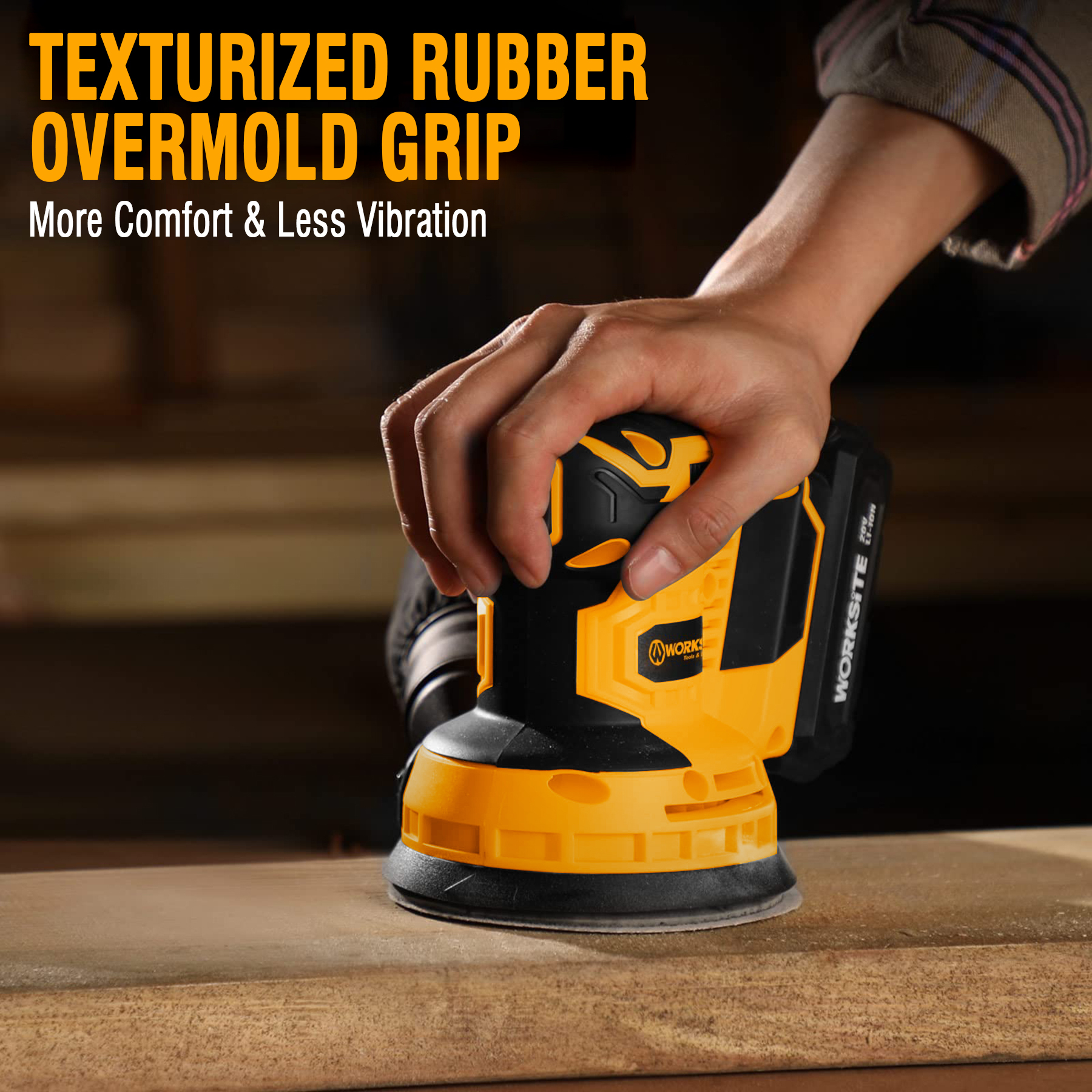 WORKSITE 20V Cordless Random Orbital Mini Sander 5inch Wood Brush Floor Drywall Sanding Machine