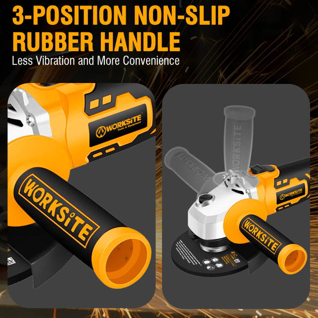 WORKSITE Cordless Angle Grinder 4-1/2inch(115mm )Variable 20V Max Battery Power Portable Handheld Cutting Grinding Grinders Tools