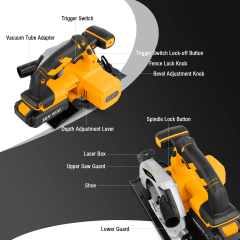 WORKSITE 20V Max Cordless Circular Saw 6 1/2" Lithium-ion Battery High Power Portable Lightweight Mini Saws for Metal Steel Wood Cutting