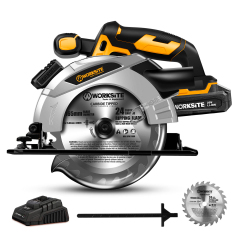 WORKSITE 20V Max Cordless Circular Saw 6 1/2" Lithium-ion Battery High Power Portable Lightweight Mini Saws for Metal Steel Wood Cutting