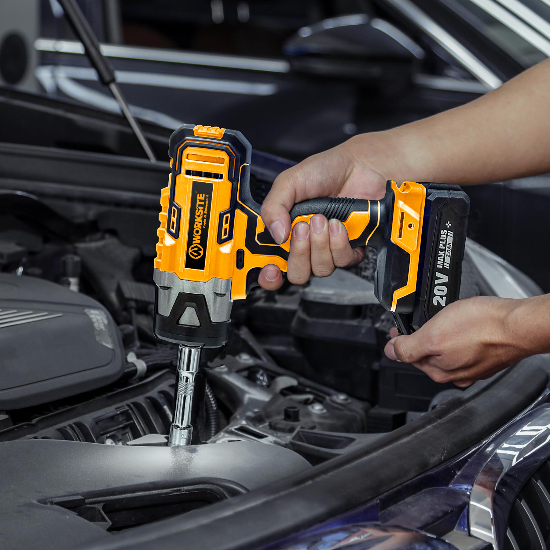 WORKSITE 20V Cordless Impact Wrench 1/2" 330Nm Heavy Duty Portable Battery Rechargeable Handheld Power Lug Nuts Wrenches
