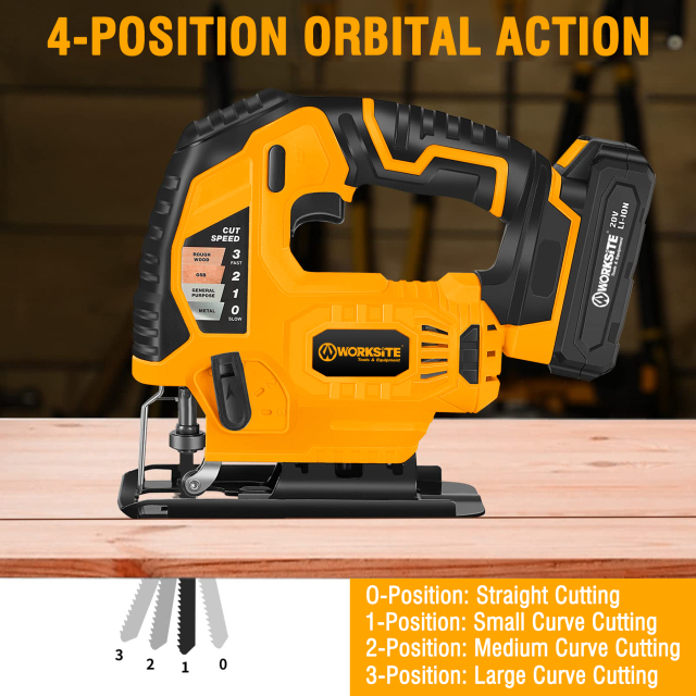 WORKSITE Cordless Jig Saw 20V Max Battery Powered Portable Variable Speed Wood Steel Metal Cutting Mini Jigsaw Tools