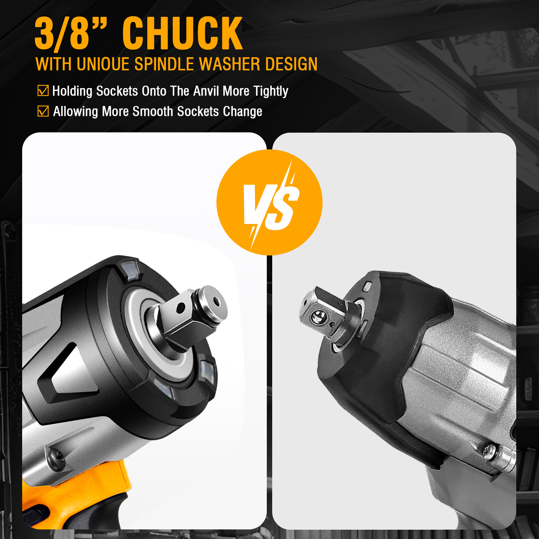 WORKSITE 20V Cordless Impact Wrench 1/2" 330Nm Heavy Duty Portable Battery Rechargeable Handheld Power Lug Nuts Wrenches