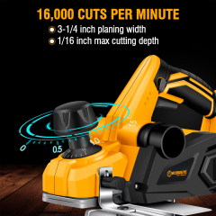 WORKSITE Cordless Planer 20V Max Battery Powered 14000RPM Hand Wood Planers Electric for Woodworking Smoothing Planing