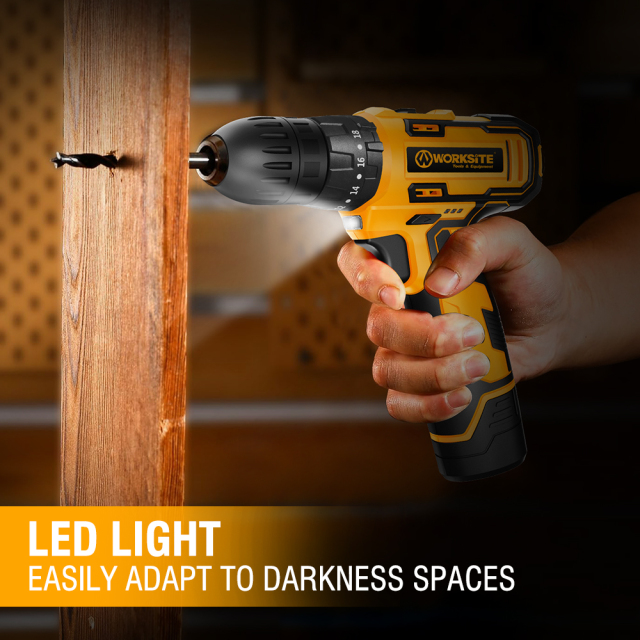 WORKSITE 8V Cordless Drill 3/8" Compact Keyless Portable Lightweight Wireless Electric Battery Power Drills Driver