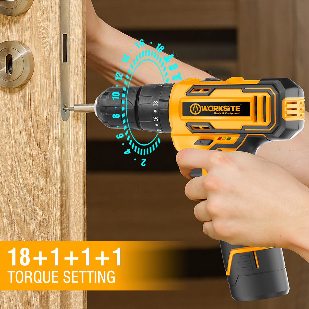 WORKSITE 8V Cordless Drill 3/8" Compact Keyless Portable Lightweight Wireless Electric Battery Power Drills Driver