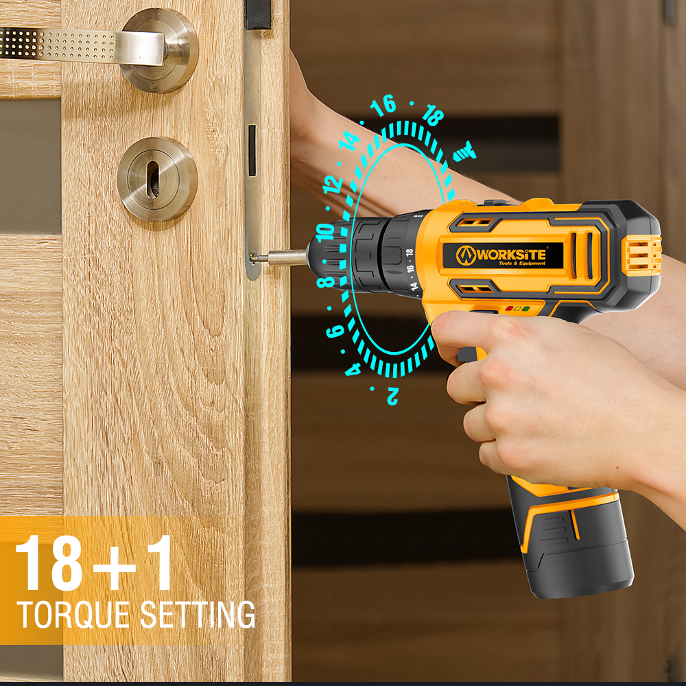 WORKSITE 8V Cordless Drill 3/8" Compact Keyless Portable Lightweight Wireless Electric Battery Power Drills Driver