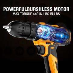 WORKSITE Brushless 1/2" Cordless Drill 20V Wireless Battery Power 50Nm Keyless Hammer Drills with BMC Case