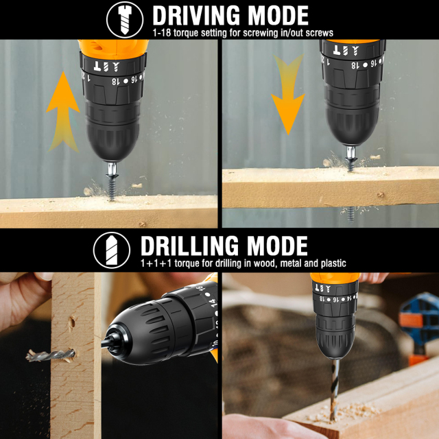 WORKSITE Brushless 1/2" Cordless Drill 20V Wireless Battery Power 50Nm Keyless Hammer Drills with BMC Case