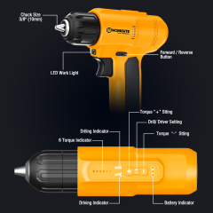 WORKSITE 8V Cordless Drill 3/8" Compact Driver Mini Electric Screwdriver Battery Power Drills USB-C Charger