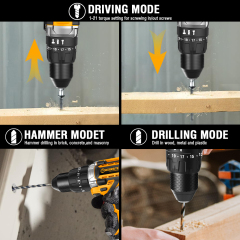 WORKSITE 1/2" Brushless Powerful Cordless Drill 20V Battery Wireless Handheld Portable Power Hammer Electric Drills