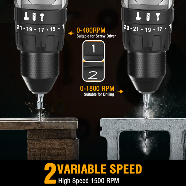 WORKSITE 1/2" Brushless Powerful Cordless Drill 20V Battery Wireless Handheld Portable Power Hammer Electric Drills
