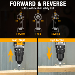 WORKSITE 1/2" Brushless Powerful Cordless Drill 20V Battery Wireless Handheld Portable Power Hammer Electric Drills
