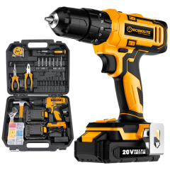WORKSITE Cordless Drill Kit 110PCS 3/8" 20V Wireless Compact Handheld Keyless Electric Drills Tools Kits with Case