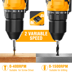 WORKSITE Brushless Cordless Drill 3/8" Compact Lightweight Handheld Variable Speed 40Nm Keyless Power Electric Drills
