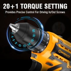 WORKSITE Brushless Cordless Drill 3/8" Compact Lightweight Handheld Variable Speed 40Nm Keyless Power Electric Drills