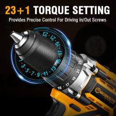 WORKSITE 1/2" Brushless Cordless Drill 20V Battery Wireless Handheld Compact Lightweight Power Hammer Electric Drills