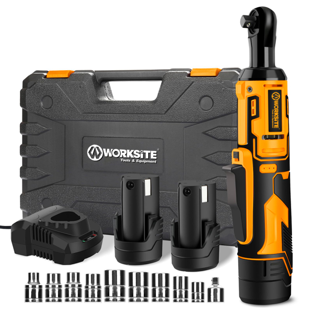 WORKSITE 12V Cordless Ratchet Wrench 3/8" 50Nm Mini Battery Power Adjustable Electric Small Ratchet Wrenches Flex Head