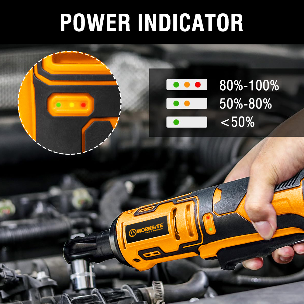 WORKSITE 12V Cordless Ratchet Wrench 3/8" 50Nm Mini Battery Power Adjustable Electric Small Ratchet Wrenches Flex Head