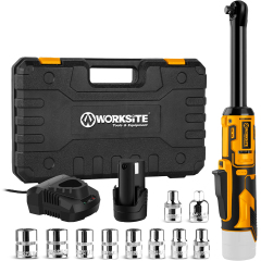 WORKSITE 12V Extended Reach Cordless Ratchet Wrench 1/4" 45Nm Mini Battery Power Adjustable Wrenches Flex Head