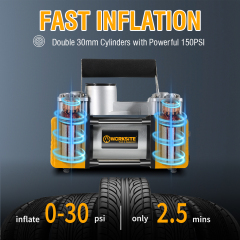 WORKSITE Portable Tire Inflator Air Compressor 12V DC Heavy Duty Dual Cylinder 150PSI with Pressure Gauge