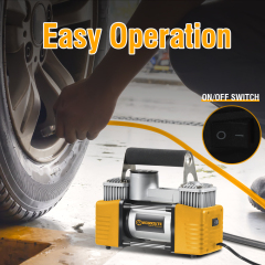 WORKSITE Portable Tire Inflator Air Compressor 12V DC Heavy Duty Dual Cylinder 150PSI with Pressure Gauge