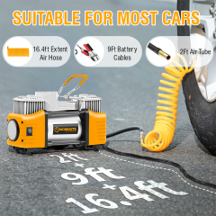 WORKSITE Dual Cylinder Tire Inflator Portable Air Compressor Heavy Duty 12V DC 120PSI Fast Inflation 45L/Min Auto Pump