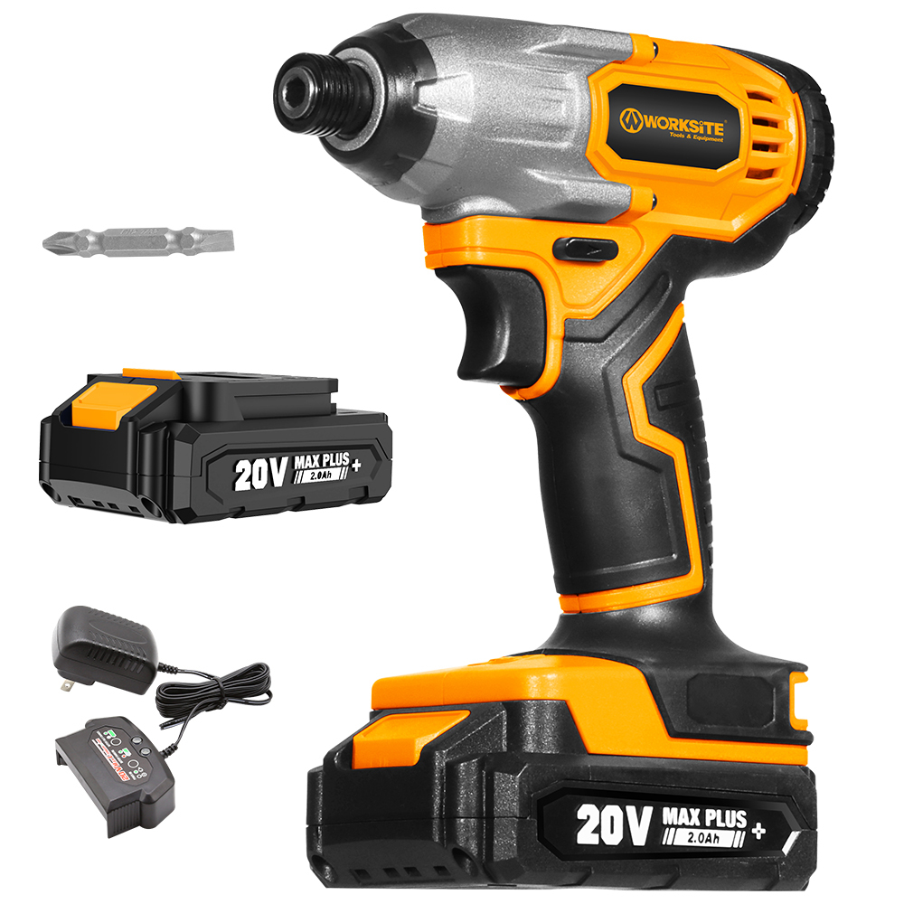 WORKSITE Cordless Impact Driver 1/4" Compact Power Handheld 120Nm (1060 in-lbs) Torque,Variable Speed 2700 RPM Drivers