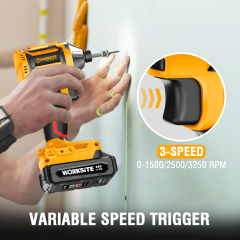 WORKSITE 20V Brushless Cordless Impact Driver 1/4" High Torque 200N.m Compact Handheld Variable Speed Electric Drivers