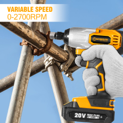 WORKSITE Cordless Impact Driver 1/4" Compact Power Handheld 120Nm (1060 in-lbs) Torque,Variable Speed 2700 RPM Drivers