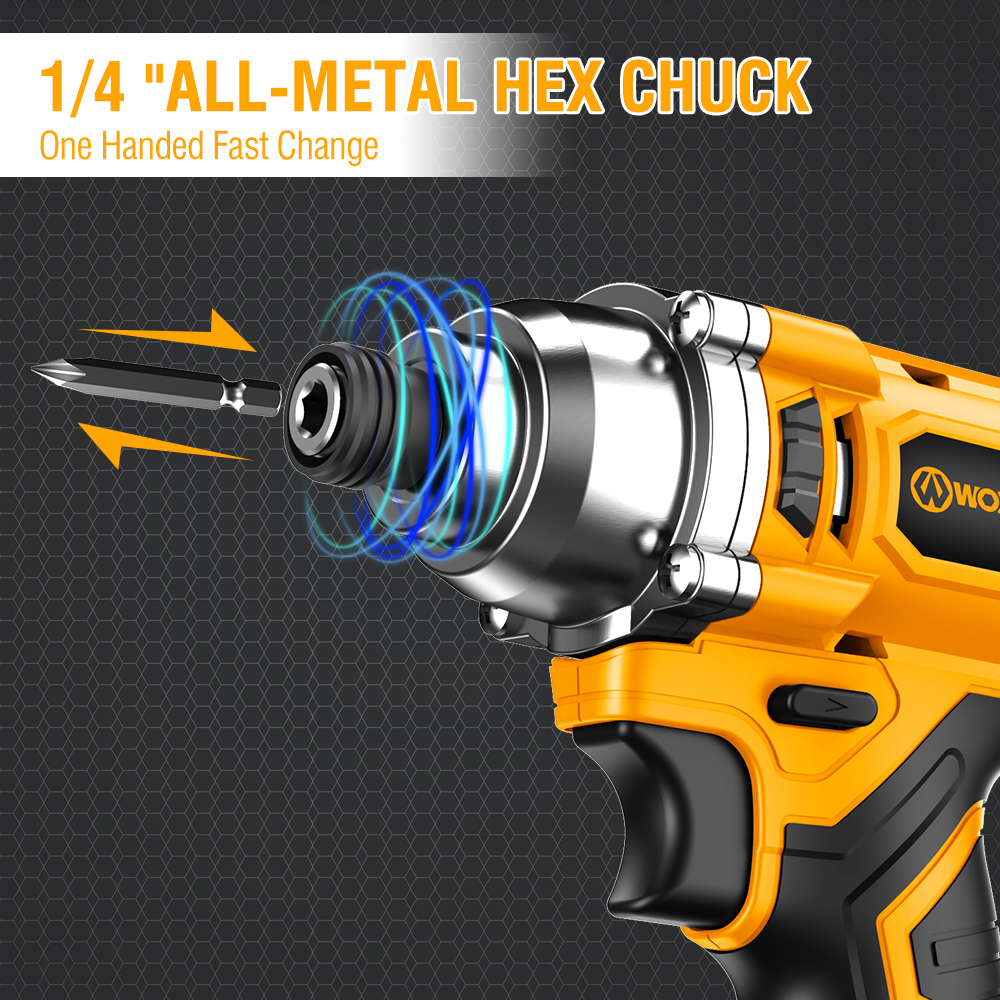 WORKSITE Cordless Impact Driver 1/4" Compact Power Handheld Drivers Quick Release Collect with Battery and Charger
