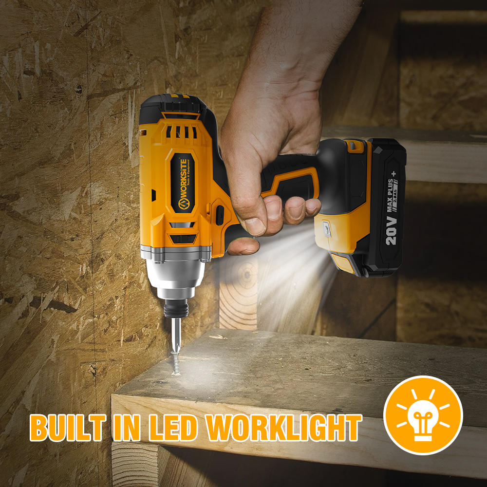 WORKSITE Cordless Impact Driver 1/4" Compact Power Handheld Drivers Quick Release Collect with Battery and Charger
