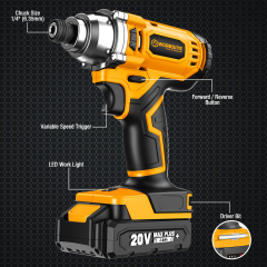 WORKSITE Cordless Impact Driver 1/4" Compact Power Handheld Drivers Quick Release Collect with Battery and Charger
